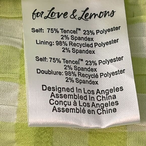 New! FOR LOVE AND LEMONS Maureen Midi Gingham Dress Green White Size Medium - Picture 11 of 12